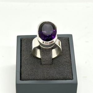 Bague améthyste réglable en argent