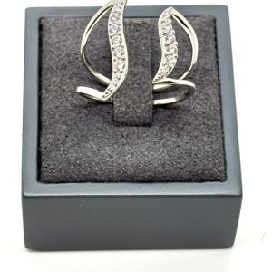 Bague réglable deux vague serties de zirconium